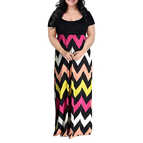 SHOBDW Vestido sin Mangas Largo a Rayas Mujeres Boho sin Mangas Señora O-Cuello Beach Sundrss Maxi Vestido de Verano (4XL, L