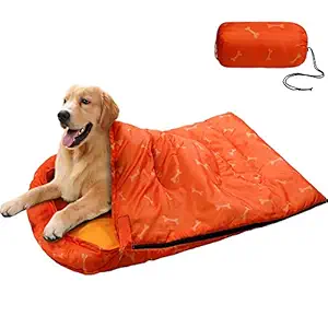 KUDES Dog Sleeping Bag Waterproof Warm Packable Dog Bed Mat with Storage Bag for Indoor Outdoor Travel Camping Hiking Backpacking (43'Lx27'W)