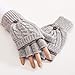 Produktbild Frauen Winter Half Finger Handschuhe Fäustlinge mit Klappe Cover Girls Strick Cabrio Fingerlose Handschuhe Touchscreen Handschuhe 1 Paar