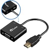 HDMI to VGA, 1080P with Audio Port, Rankie Gold-Plated Active HDMI HDTV to VGA Adapter Converter Male to Female with Micro USB & 3.5mm Audio Port Cable - R1150