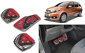 Selifaur - 3 Pcs Red Non-Slip Manual Car Pedals kit Pad Covers Set for Mobilio