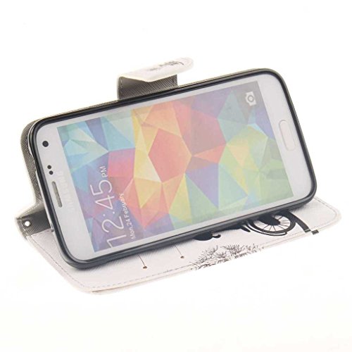 Samsung Galaxy S5 Mini Hülle, BoxTii® Schutzhülle + Frei Hartglas Displayschutzfolie, PU Leder Hülle mit Kartenfächern Magnetverschluss und Ständer Funktion für Samsung Galaxy S5 Mini, Kratzfeste Weiche Lederhülle Flip Wallet Ledertasche Wickelfalz Handyhülle mit Silikon Rückschale Case Cover für Samsung Galaxy S5 Mini (#12 Schwarz) - 3