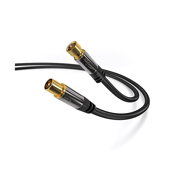 KabelDirekt – 1m Cable TV Sat (75 Ohm, HDTV, Conector F a Conector coaxial, Cable coaxial soporta HDTV, DVB-T2, DVB-C… - Image 4