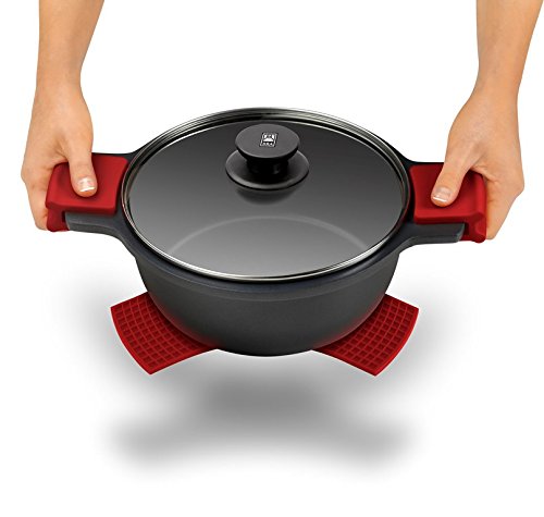 BRA Safe – Pack von 2 Mehrzweck-Untersetzer aus Silikon, Rot - 3