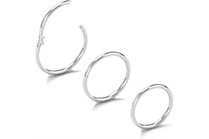 Body CAC 3PCS-20G 18G 16G 316L Surgical Steel Segment Clicker Hinged Nose Rings Hoop Septum Piercing Lip Helix Cartilage Earrings Diameter 5mm to 12mm, Gold-Silver tone-Black-Rose gold