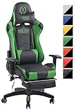CLP Fauteuil De Bureau Turbo XFM Similicuir I Chaise De Bureau Ergonomique Fonction De Massage I Réglable en Hauteur avec Repose-Pied Noir/Vert