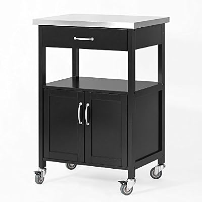 SoBuy FKW22-Sch Desserte de Cuisine Roulante, Meuble de Rangement à roulettes Plateau en Acier Inox L60xH91xP44,5cm