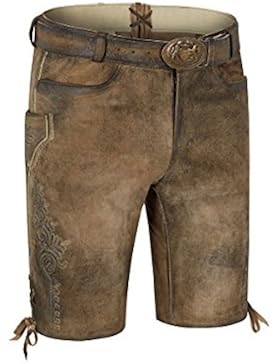 Maddox Herren Lederhose kurz mit Gürtel stein-antik Faelo