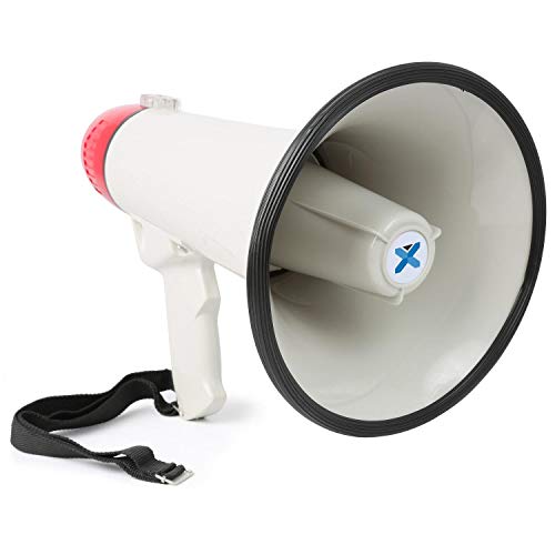 Vexus MEG045 Megáfono USB MP3 SD AUX (45W potencia, 1km alcance voz, grabadora, sirena, funcionamiento a pilas, correa ajustable)