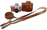 Material: Cuero de la PU Schützender PU-lederner Kamera-Kasten-Beutel für Olympus PEN Lite E-PL8 EPL8 mit 14 - 42mm EZ F3.5-5.6 Objektiv mit Bügel-Gurt und Speicherkarten-Kasten Brown