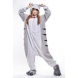 Free Fisher Damen/ Herren Schlafanzug Pyjama, Tier Kostüm, Katze Grau, Gr. L (Körpergröße 170-178 CM) - 