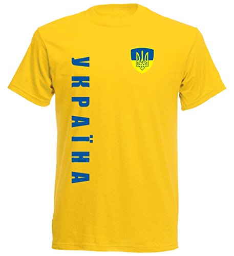 Ukraine Kinder T-Shirt – TS-10 – EM 2016 – gelb – Fussball Trikot (140)
