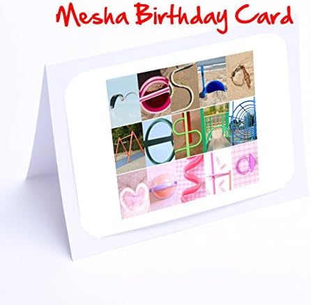Girls Personalised Cards 7x5 Photo Greeting Card (L-M names) with FREE delivery (MESHA)