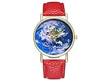 ADream Erde Blue Planet Leder Classic Style Damen Herrenuhr für ihn Ihr Geschenk