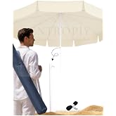 Aethra 220cm 10 Tel Krem Renk - Telli Plaj ve Bah&ccedil;e G&uuml;neş Şemsiyesi Oxford Su ge&ccedil;irmez Kumaş + 20 Litre Şemsiye Bidonu - Tera
