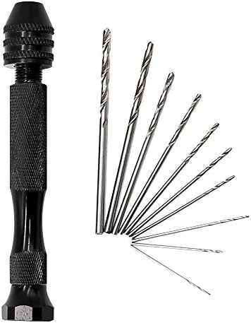 MINHER Mini Hand Drill Bits Precision Pin Vise Woodworking Hand Drill for Model Jewelry Walnut Amber Beeswax Olive Nut &amp; 10PCs spiral drill bits 0.5-2.MM