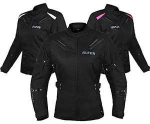ALPHA CYCLE GEAR ALL SEASON WOMEN MOTORCYCLE JACKET WATERPROOF RIDING WITH CE ARMOUR (BLACK, MEDIUM)