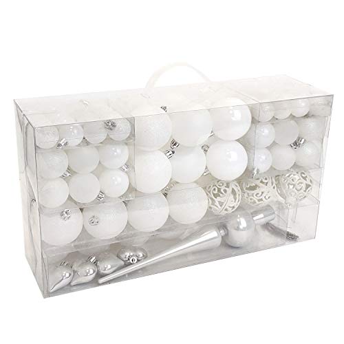 Wohaga® Set de 105 Bolas de Navidad Ø3/4/6cm plástico Adornos del árbol de Navidad decoración navideña decoración para el Abeto