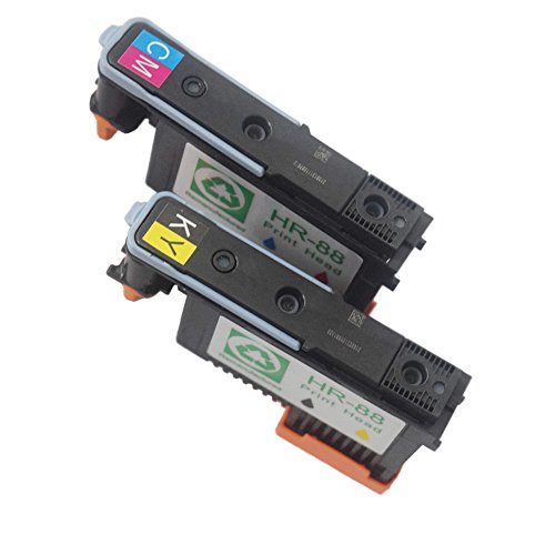 OYAT® Druckkopf für HP 88 C9381 A schwarz und gelb C9382 A Magenta und Cyan et HP 88 Tintenpatronen Compatible für HP Officejet Pro Drucker (Schwarz/Gelb + Cyan/Magenta Druckkopf)