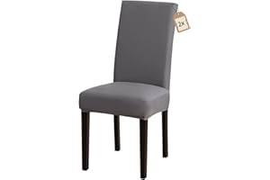 ‎FIGOOO FIGOOO Chair Covers, Set of 2, Stretch Chair Covers for Dining Room Chairs, Elastic Modern Universal Chair Cover for Restaurant, Hotel, Banquet, Party Decoration (Grey, Set of 2)