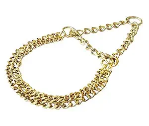 RvPaws Chrome Metal (Golden) 2 Layer Dog Choke Chain Martingale Collar -24 Inch Collar