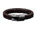 Titanium Steel Leather Bracelet for both Men and Women (21cm, Brown)