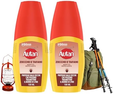Autan Zecche e Tafani Vapo, Spray Antizecche e Antizanzare Comuni, Tigre e Tropicali, Insetto Repellente, Protezione fino a 12 ore, 2 Confezioni da 100ml