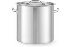 HENDI Marmite avec couvercle, grande capacité: 25L, faitout, convient à toutes les sources de chaleur, lavable au lave-vaisselle, ø345x(H)350mm, inox