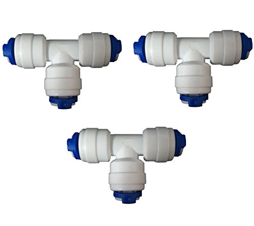 The Water Filter Men 1/4 de Pulgada de Montaje T Quickfit: Se Adapta a Todos los Tubos de tuberías de Agua de 1/4 de Pulgada en filtros de Agua Nevera, Sistemas de ósmosis inversa: Paquete de 3