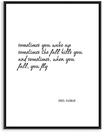 "When You Fall You Fly" - NEIL GAIMAN Poem - Poetry Art Print – Inspirational Quote - Typography Poster – Minimalist Wall Art