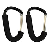 Wholesale Solutions® - 2x Black Large Buggy Clips For Pram Pushchair, Shopping Secure Hooks