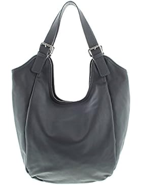 IO.IO.MIO Leder Shopper Beuteltasche oder Schultertasche für Damen freie Farbwahl rot / schwarz / blau / grün...