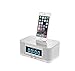 Produktbild OOLIFENG Bedside Wecker Bluetooth Stereo Handy Ladestation, für iPhone 7 Plus 7-6s - 6-5s -5 Nano 7G, Touch 5G, iPad Mini und iPads, White