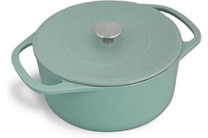 ‎SPRINGLANE KITCHEN SPRINGLANE Cocotte mit Deckel – Gusseisen Topf Bräter Schmortopf Kochtopf Induktion – 24 cm rund, 4 l - Mint…