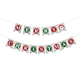 OUNONA Christmas Bunting Merry Christmas Banner Flags for Party Home Decor,Including 15 Pcs