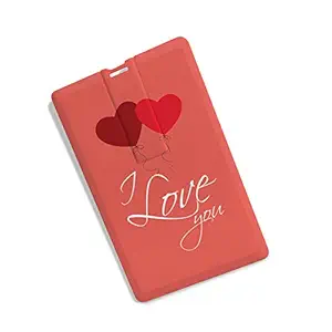 100yellow Credit Card Shape I Love You Printed 16GB Fancy Pen Drive