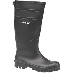 Dunlop - Botas de agua estilo Wellington de PVC modelo Universal para hombre (42 EU/Negro)