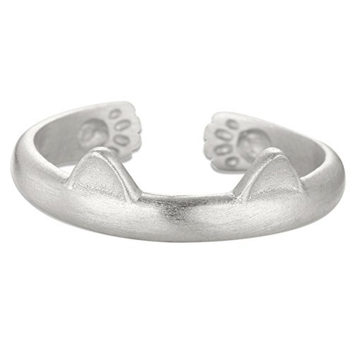 SWEETIEE Cuff Anillo de 925 Plata de esterlina, Ojos de Gato, Plata, 17mm