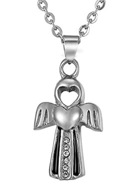 Valyria Gedenkhalskette mit Diamant-Engels-Anhänger, Urnen-Anhänger zur Aufbewahrung von Asche, inklusive Trichter