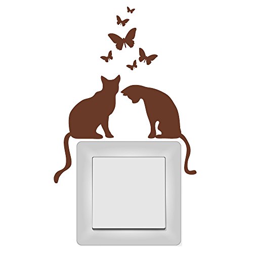 Das ORIGINAL nur bei Wandtattoo Loft „Zwei Katzen mit Schmetterlingen“ Größe 10 x 12 cm /Aufkleber für Steckdose oder/und Lichtschalter/ schwarz /Hergestellt in und Versand aus Deutschland! - 4