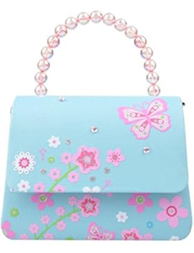 Happy Cherry Klein Mädchen Tasche Prinzessin Tasche Kinder Umhängetasche PU Leder Handtasche mit Blumen Druck...