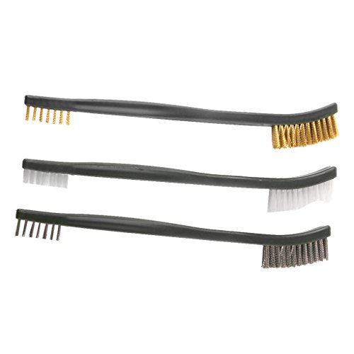 3pc Drahtbuerstengarnitur Messing Nylon Edelstahl Borstenreinigungswerkzeug Reinigungsmittel - 5