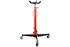 JOMAFA Gato de transmisión hidráulico móvil | Gato de foso para levantar motor y tranmision | 4 Ruedas | con Pedal | hasta 500 kg