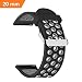 Produktbild iBazal Gear S2 Classic Armband, Gear S2 Classic Uhrenarmband 20mm Silikonband Kompatibel Galaxy Watch 42mm/Huawei Watch 2/Gear Sport/TICHWATCH 2/Garmin Vivoactive 3/Vivomove HR Etc. - Schwarz/Grau