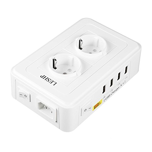 ICOCO 4 USB Steckdosen Dual Control Unit 2500W Max (Multistecker 4 USB Ports 1－2.4A Schutzkontakt Steckdose, Steckdosenleiste)