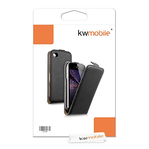 kwmobile Funda para Apple iPhone 4   4S - Carcasa para m  vil de  Cuero sint  tico  - Case  Plegable  en  Negro 