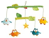 Stoff-Mobile mit bunten Eulen und Blättern in hochwertiger Geschenkverpackung, Geeignet zur Anbringung über dem Wickeltisch oder der Kinderwiege - Ein toller Hingucker für Babys im ersten Lebensjahr