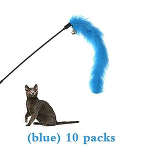 HaoGu 10 Piezas de Juguete de Plumas de Gato, Varita de Juguete para Gato, Juguete Interactivo Divertido