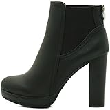  Kayla Shoes Chelsea Boots Plateau Stiefeletten mit Blockabsatz in Holzoptik (38, Schwarz)