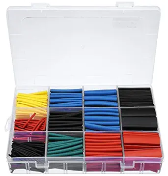 Techtest 560pcs Heat Shrink Tubes Insulated Wire Cable Sleeving Wrap Heat Shrink Tubing 2:1, Electrical Wire Cable Wrap Assortment Electric Insulation Heat Shrink Tube Kit with Box(5 colors/12 Sizes)